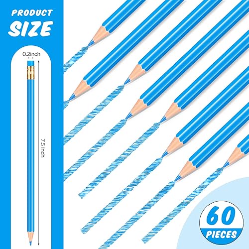Miniatura 2 de Tatuo 60 lápices de cheques preafilados con borrador borrables para mapas, pruebas de coloración, bocetos, escuela, oficina, edición para niños y