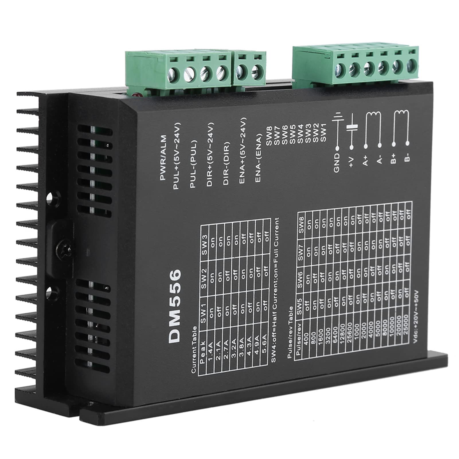 Driver Motore Passo Passo, Driver per Motore Passo-Passo DM556 CNC Driver Motore Passo-Passo Digitale DC 24V-50V 1.0A-5.6A, Bifase Controller Driver Motore Passo-Passo per Motore Passo-Passo 42/57