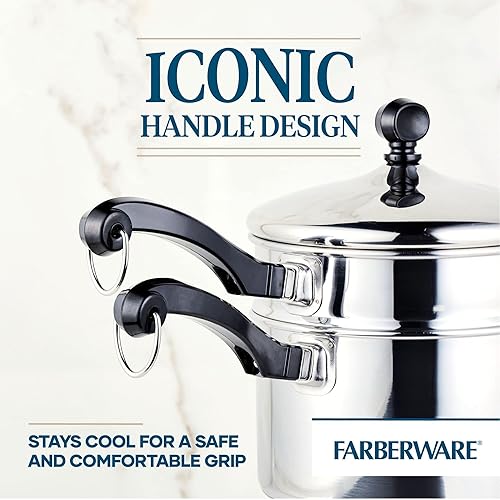 Miniatura 5 de Farberware Classic Stainless Series - Caldera doble cubierta de 2 cuartos y cacerola clásica de acero inoxidable de 3 cuartos de galón color plateado