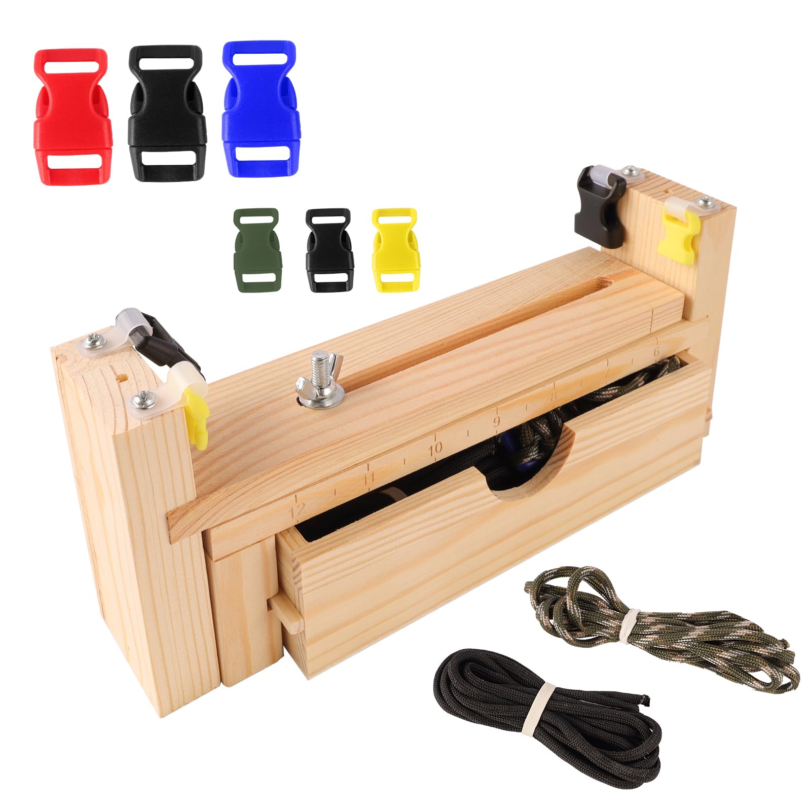 Jig Bracelet Maker Set, Wood Paracord Jig Bracelet Wristband Maker Friendship Bracelet Making kit 2 Paracord for Braiding Bracelets Adjustable Length Paracord Bracelet Kit DIY Knitting Bracelet Jig