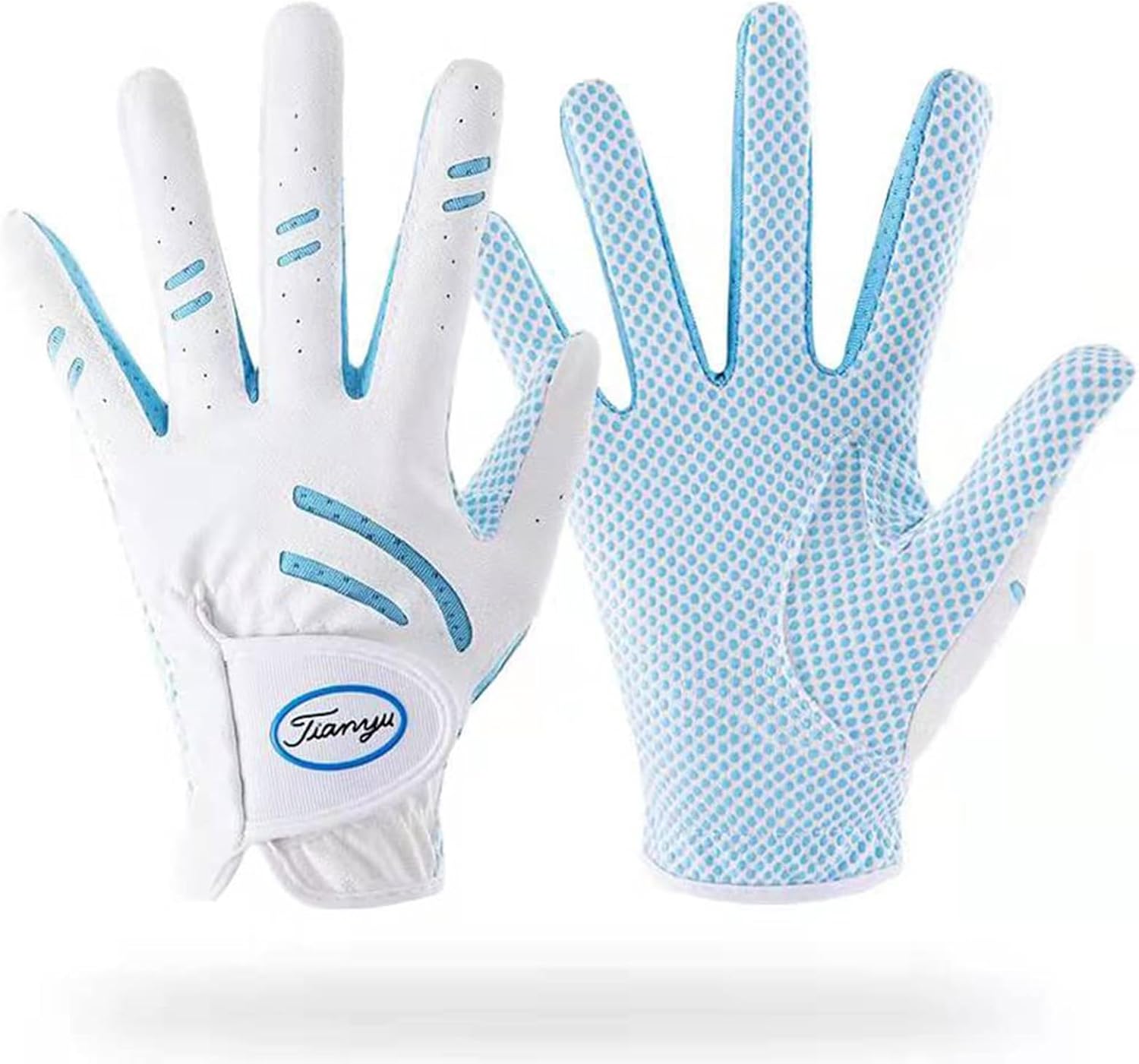 Kids Golf Gloves - Pink Leather Elastic Fabric Breathable Junior Glove for Left and Right Hand - Golf Accessories for Kids (Pair)