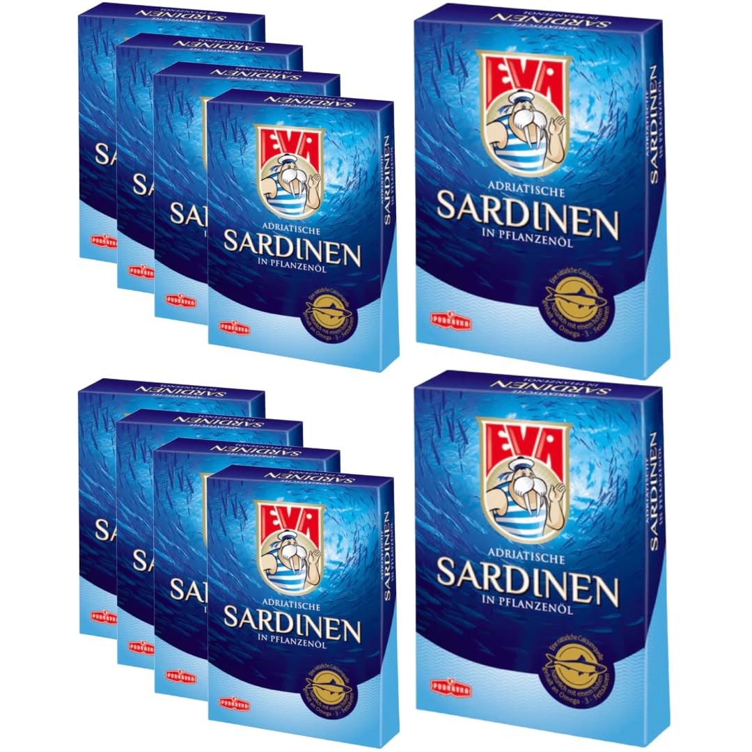 EVA Adriatische Sardinen in Pflanzenöl 100 Gramm x 10 Konserve