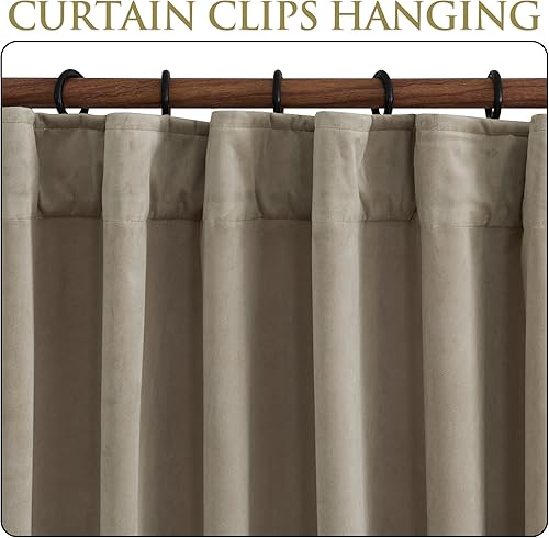 Miniatura 3 de StangH Cortinas de terciopelo beige camello de 84 pulgadas de largo, cortinas de lujo para oscurecer la habitación, cortinas trituradas para
