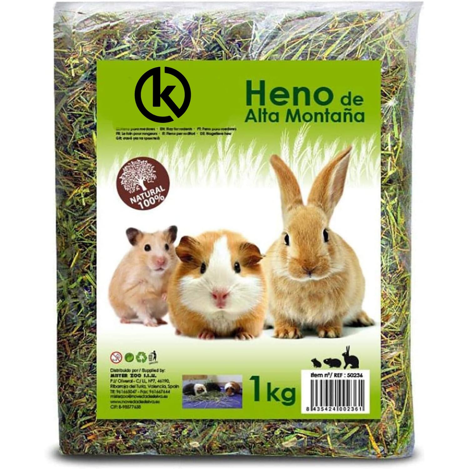 KROWN - Heno de Alta Montaña con Hierbas Naturales - Alimento Esencial para Hámster y Mascotas Pequeñas (1kg)