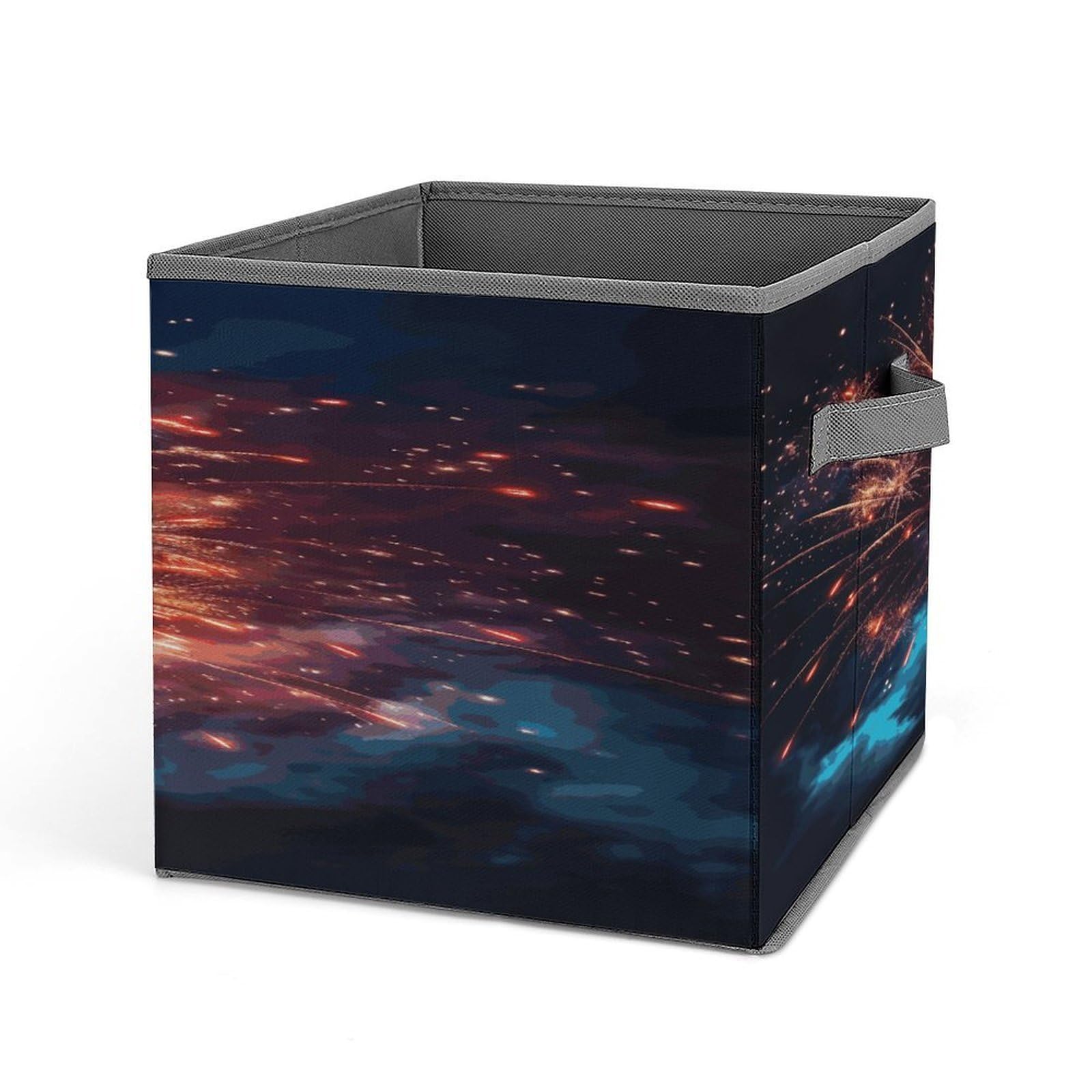 Fodpand Style Explosion Firework Storage Cubes Foldable Decorative Fabric, Storage Bins Baskets With Handles, Closet Organizers And Storage For Home, Office,Closet, Clothes