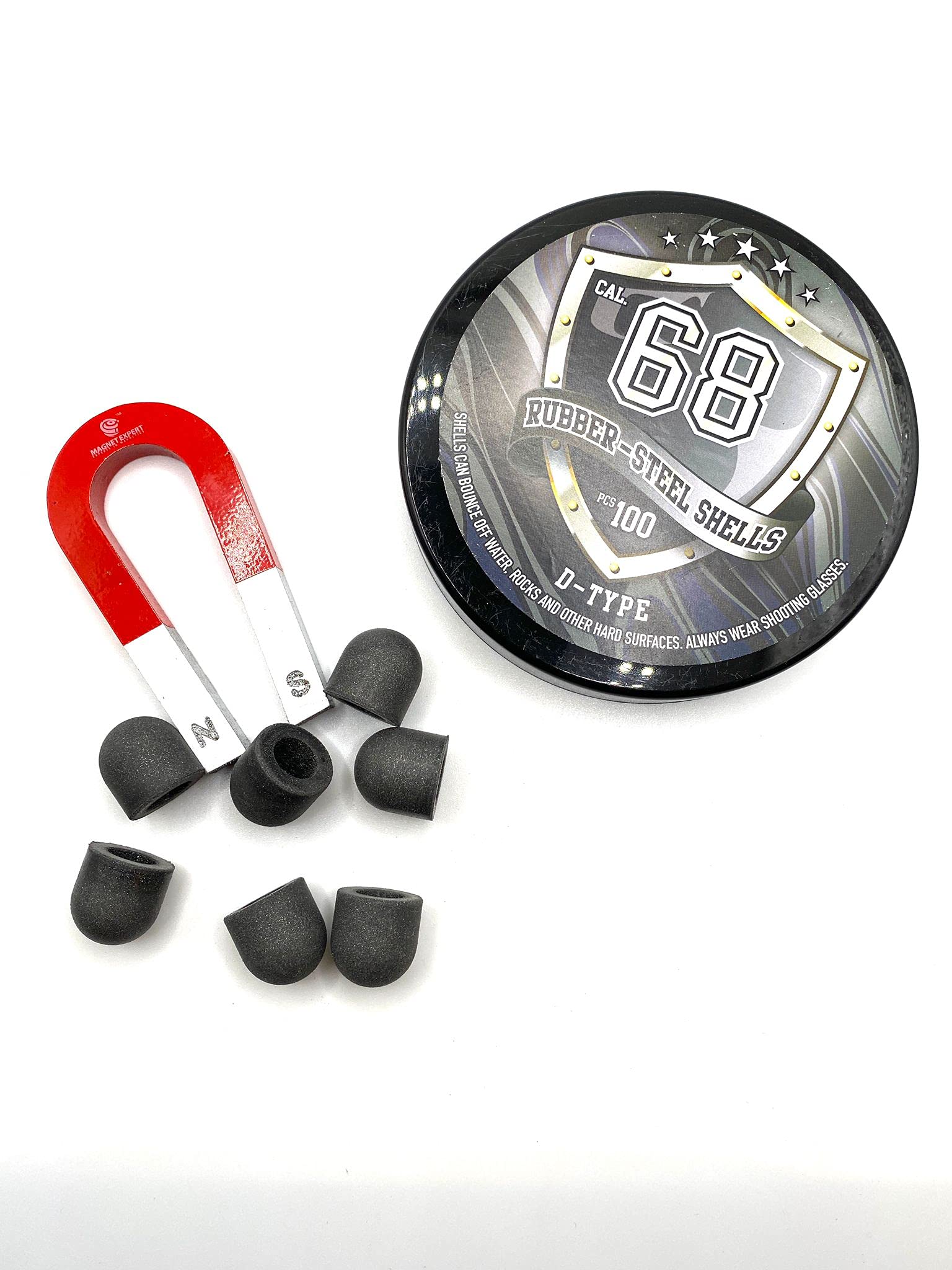 New! 100 x D-Type Hard Mix Rubber Steel Shells Rubber Balls Mixed with Steel Powder 6 Grams for Training Home Self Defense Paintball Pistols in 68 Caliber
