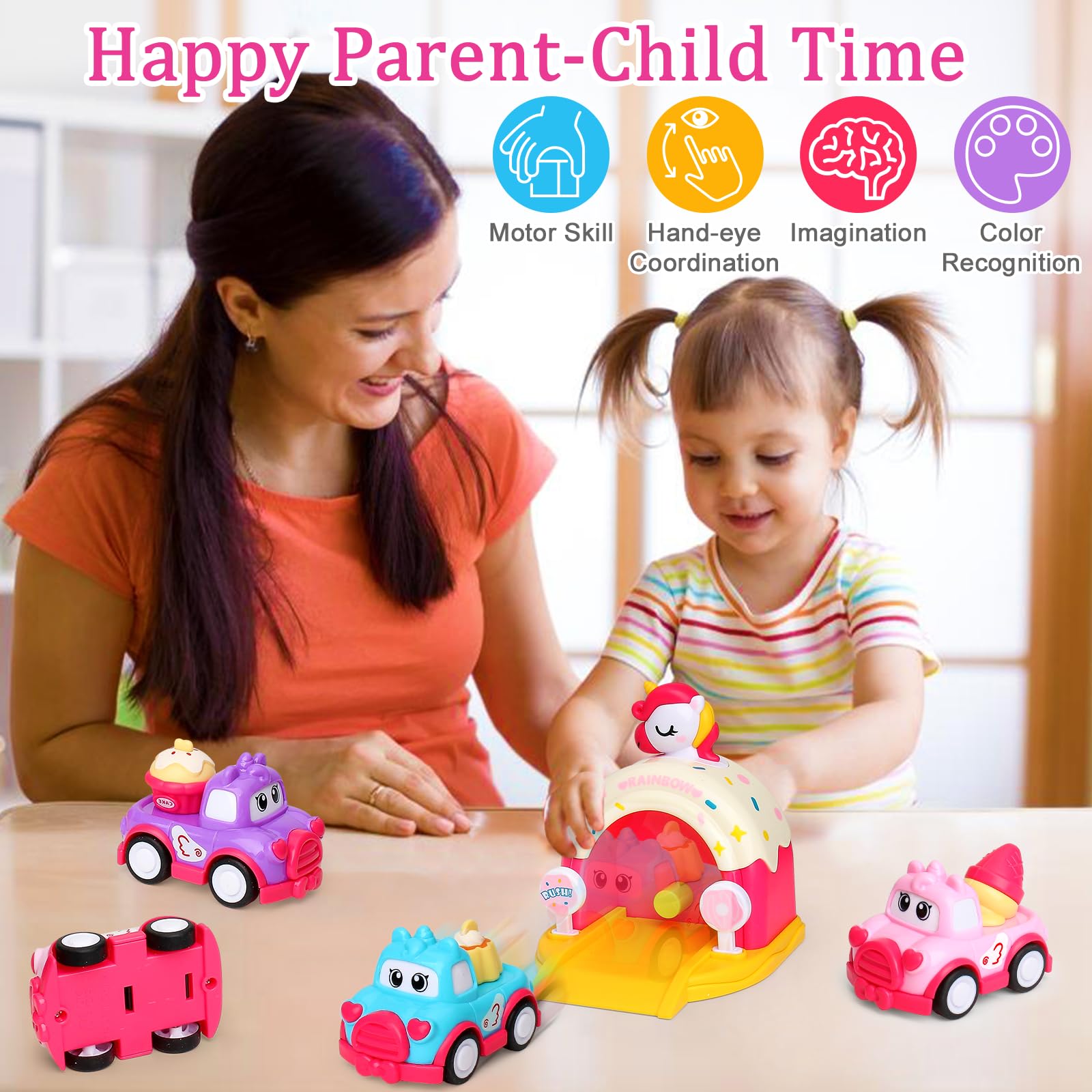 MOONTOY Baby Car Toys for 1 2 3 Year Olds Girl Gift Present, Pull Back Car Toys for Age 2-4 Kid - Image 4