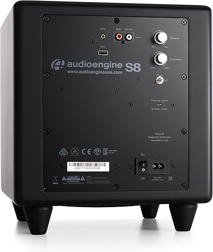 Miniatura 2 de Audioengine S8 Bocina para sonidos graves, de 8 pulgadas, con conexión a corriente eléctrica, color blanco. Negro