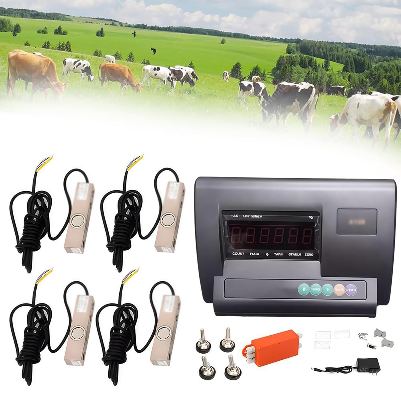 MObyat Kit Bilancia per Bestiame, Bilancia con Celle di Carico Ad Alta Precisione con Accessori, Display con Evidenziazione a LED, Lettura Chiara, può Pesare, Tarare E Azzerare, per Bovini, Suini