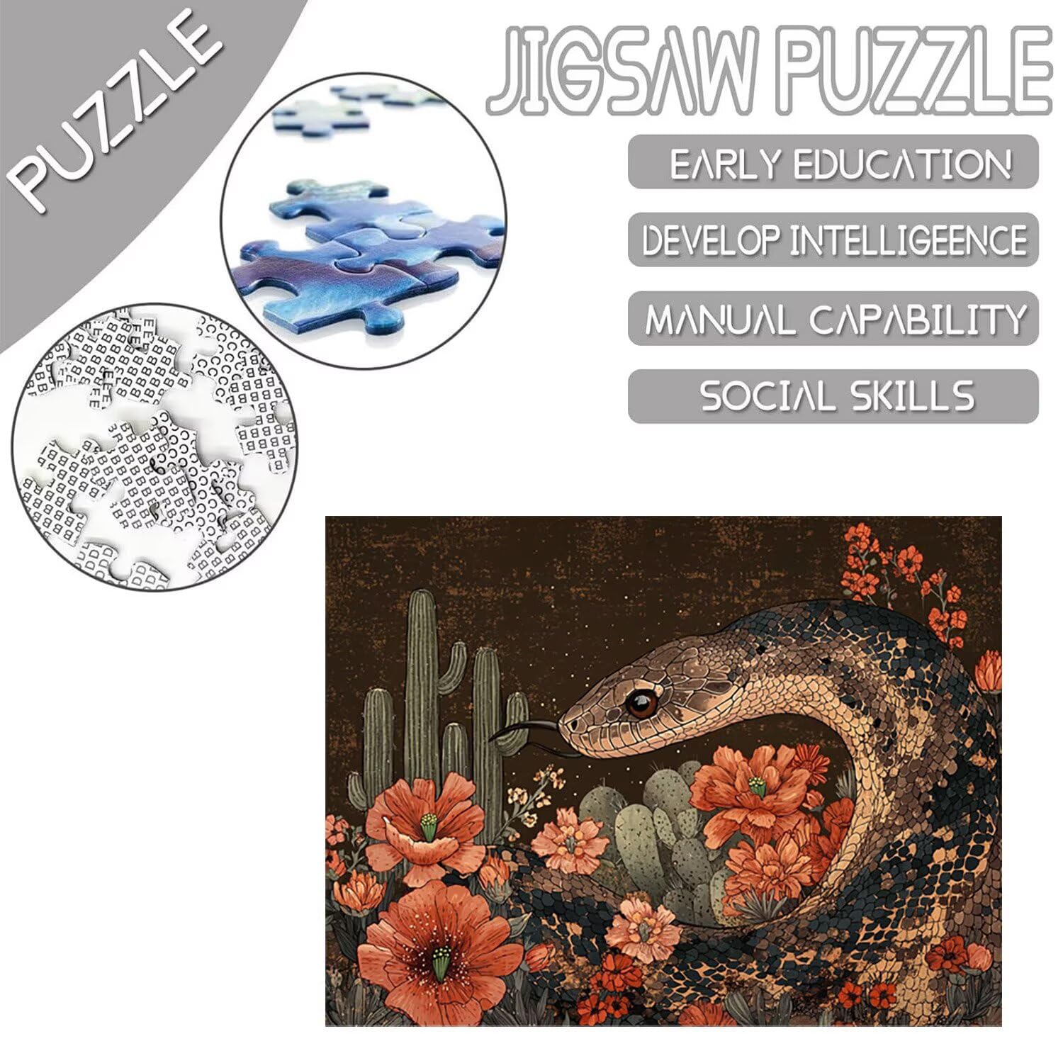 Puzzle 5000 sztuk Puzzle dla dorosłych 156x105cm Gra edukacyjna Prezenty dla dorosłych i dzieci od 14 lat, kreatywny prezent dla relaksu - (kwiaty węża) t-757