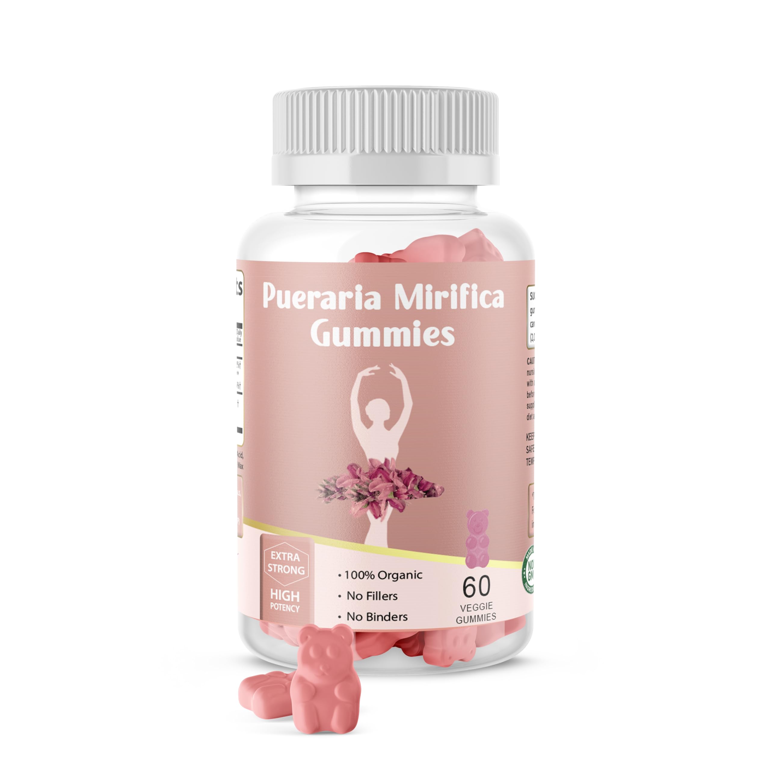 Pueraria Mirifica Gummy Organic Supplement - Pure Root 10:1 Concentrated Extract 60 Veggie Gummies, Premium - for Transgender. Women, Men…