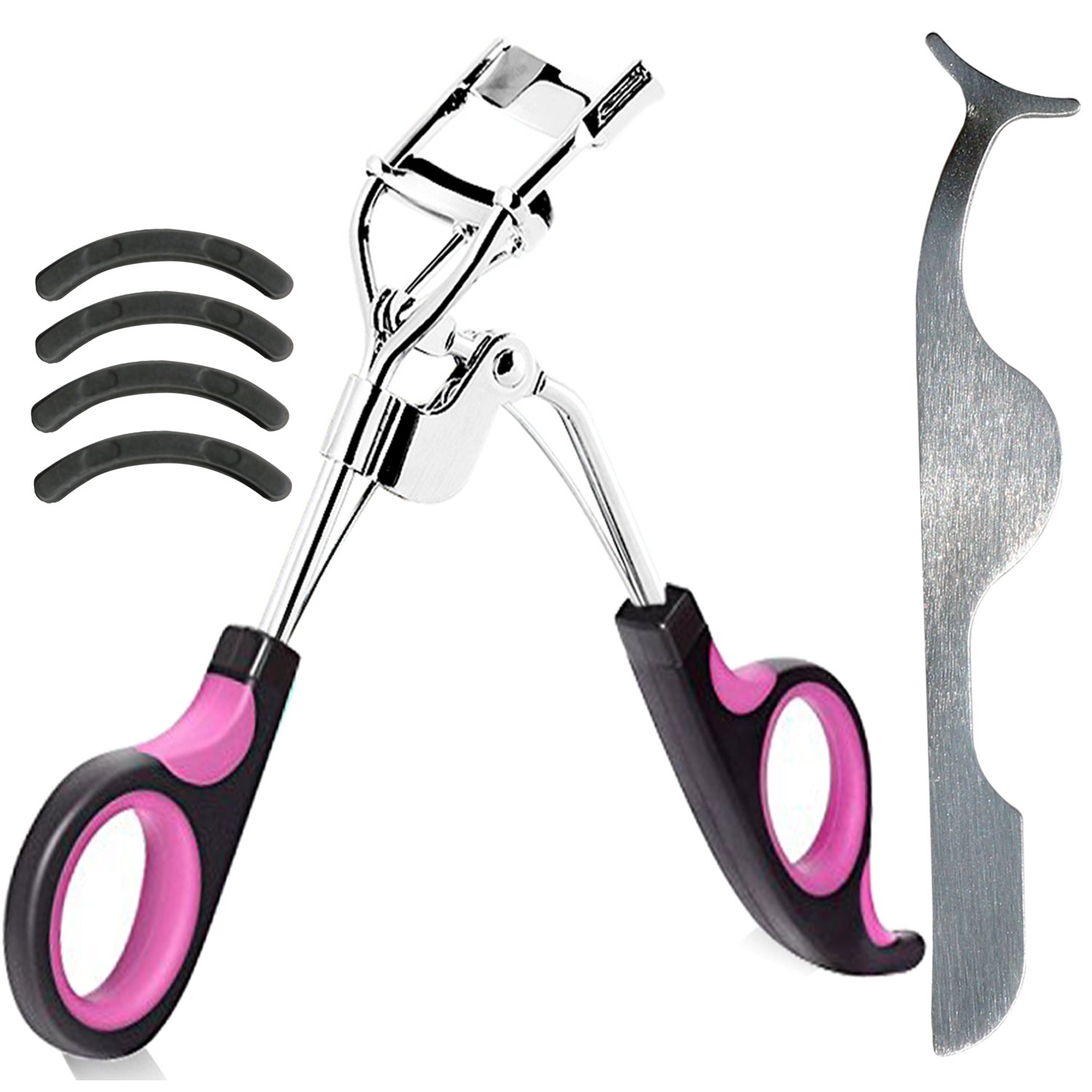 Professional Eyelash Curler with 4 Pack Soft Silicone Refill Pads,Longlasting