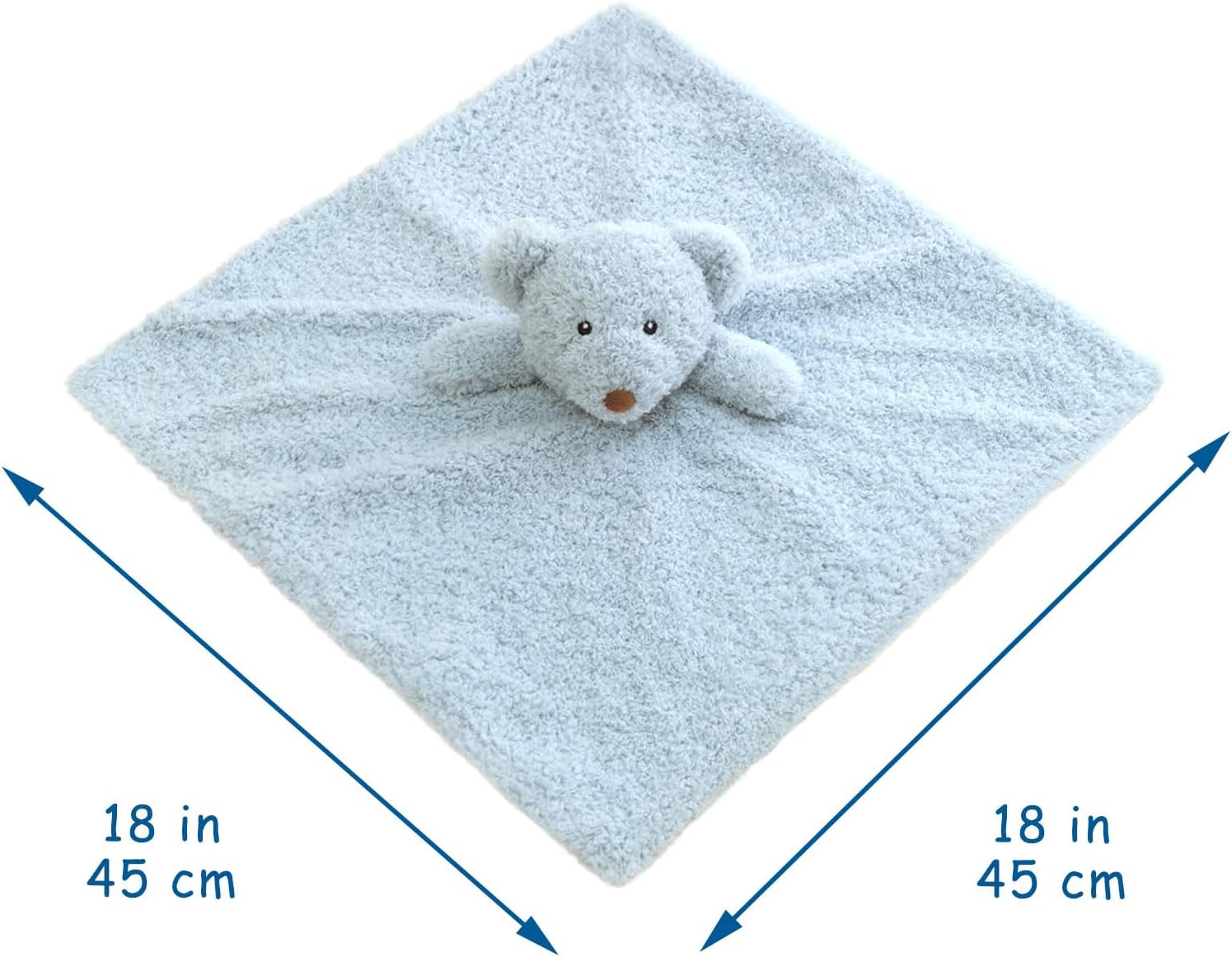Baby Blue Teddy Bear Soft Stuffed Animal Security Blanket, Plush Bear Character Lovey Blanket, Baby Shower/Nursery Gift, Newborn Infant Toddler Snuggle Blankie for Boys Girls, 18 Inches