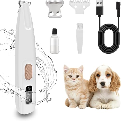Gkweres Nordusk Pet Paw Fur Trimmer, Calm Clippers for Cats, Electric Dog Trimmer for Paws, Low Noise Calming Clipper, Precision Gentle Safe Trimming with Led Light, Waterproof Rechargeable