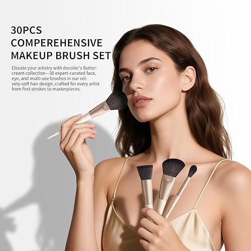 Docolor Juego de Brochas de Maquillaje Profesional 30 Piezas Brochas de Maquillaje Premium Sintéticas Polvo Kabuki Base Contorno Rubor Corrector