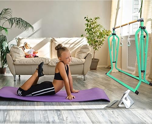 Miniatura 7 de GLANT Barra de gimnasia para niños con juego de anillos, 7 alturas ajustables, fácil de plegar, barra de entrenamiento de gimnasia para niños,