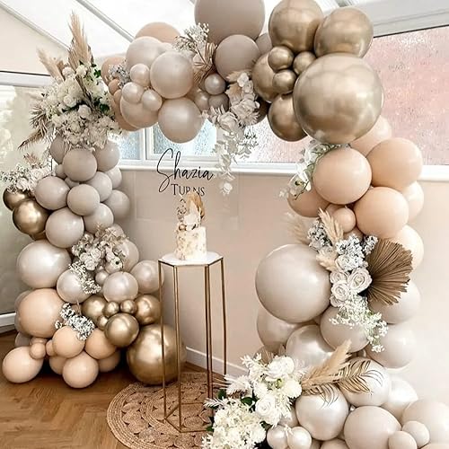 Miniatura 6 de PartyWoo 140 guirnaldas de globos de arena blanca, paquete de globos de arena blanca, globos dorados champán para guirnalda de globos como