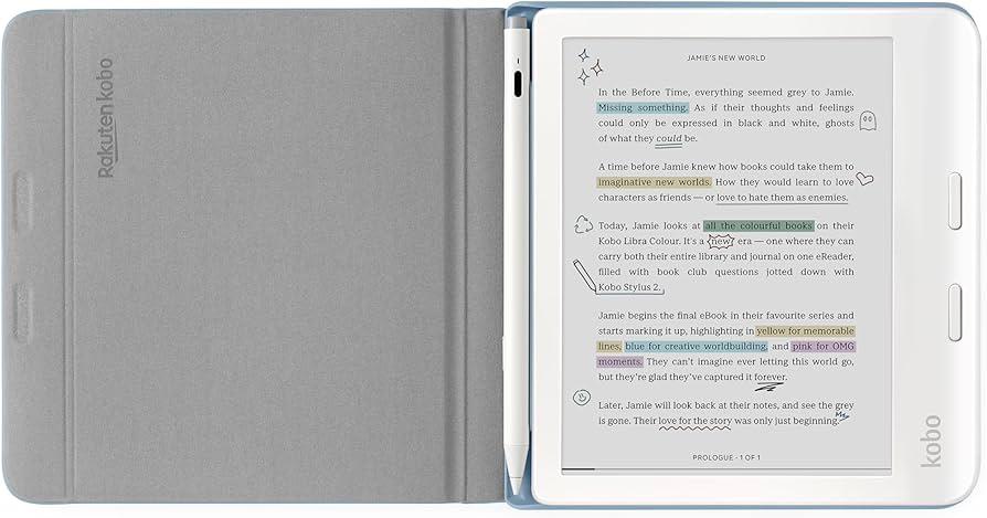Amazon.com: Kobo Libra Colour SleepCover Case | Dusk Blue Stylus