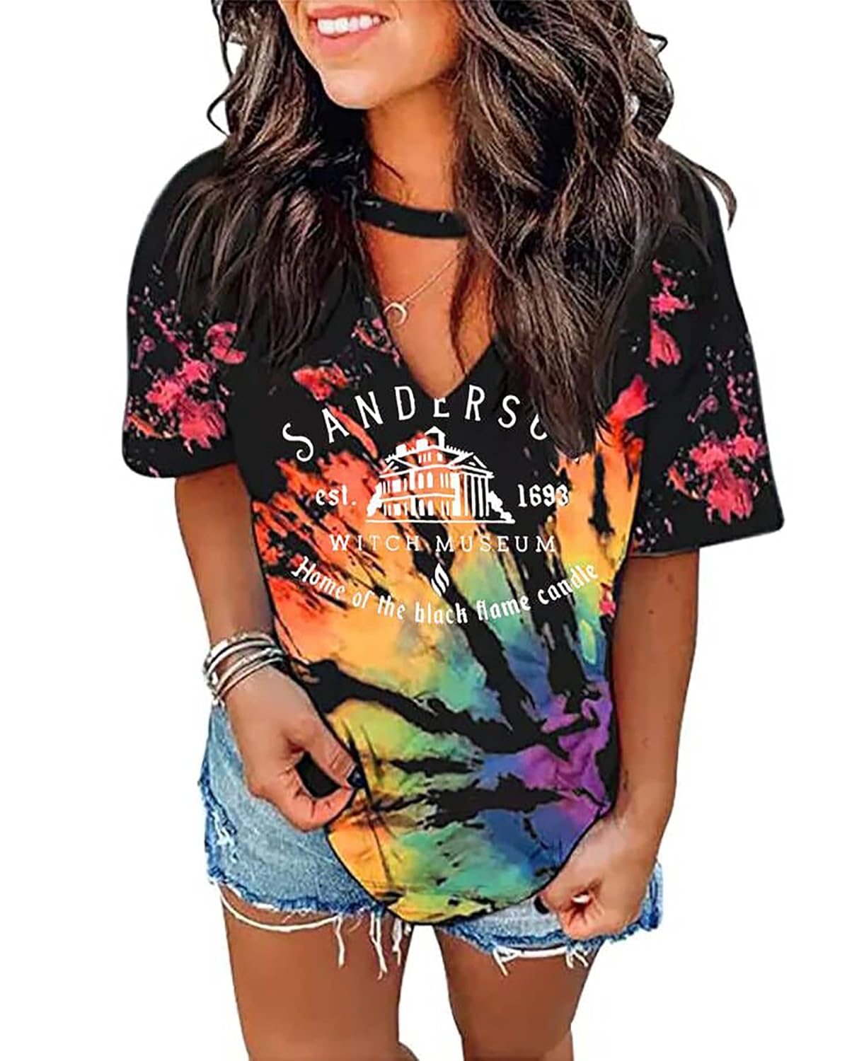 Rainbow tie dye shirt womens Clearance