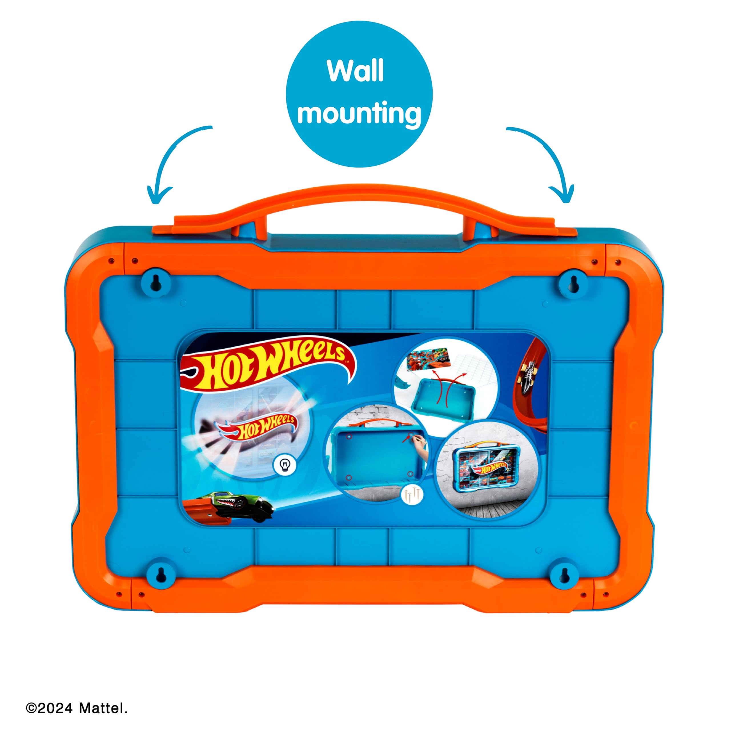Theo Klein 2408 Hot Wheels Valise-Vitrine de Collection, Espace pour 54 Voitures, Logo Hot Wheels Lumineux, avec poignée de Transport Pratique, Jouet pour Enfants à partir de 3 Ans