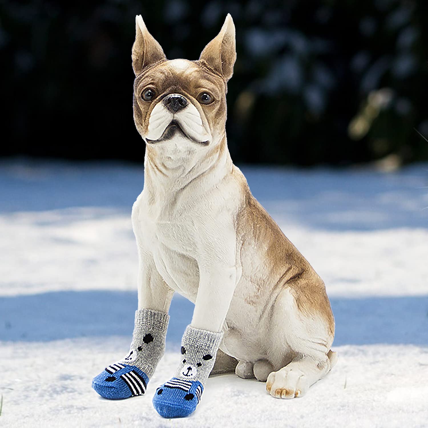 PETLOFT Chaussettes antidérapantes 4 pièces, Sangles réglables, Protections Souples Pattes, empêchent Glisser, pour Chiens Grands et Petits (Gris, M)