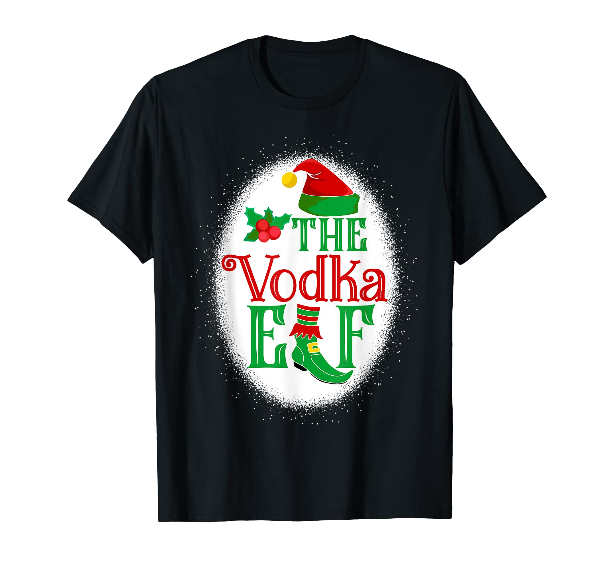 The Vodka Elf Matching Family Christmas Elf Bleached T-Shirt