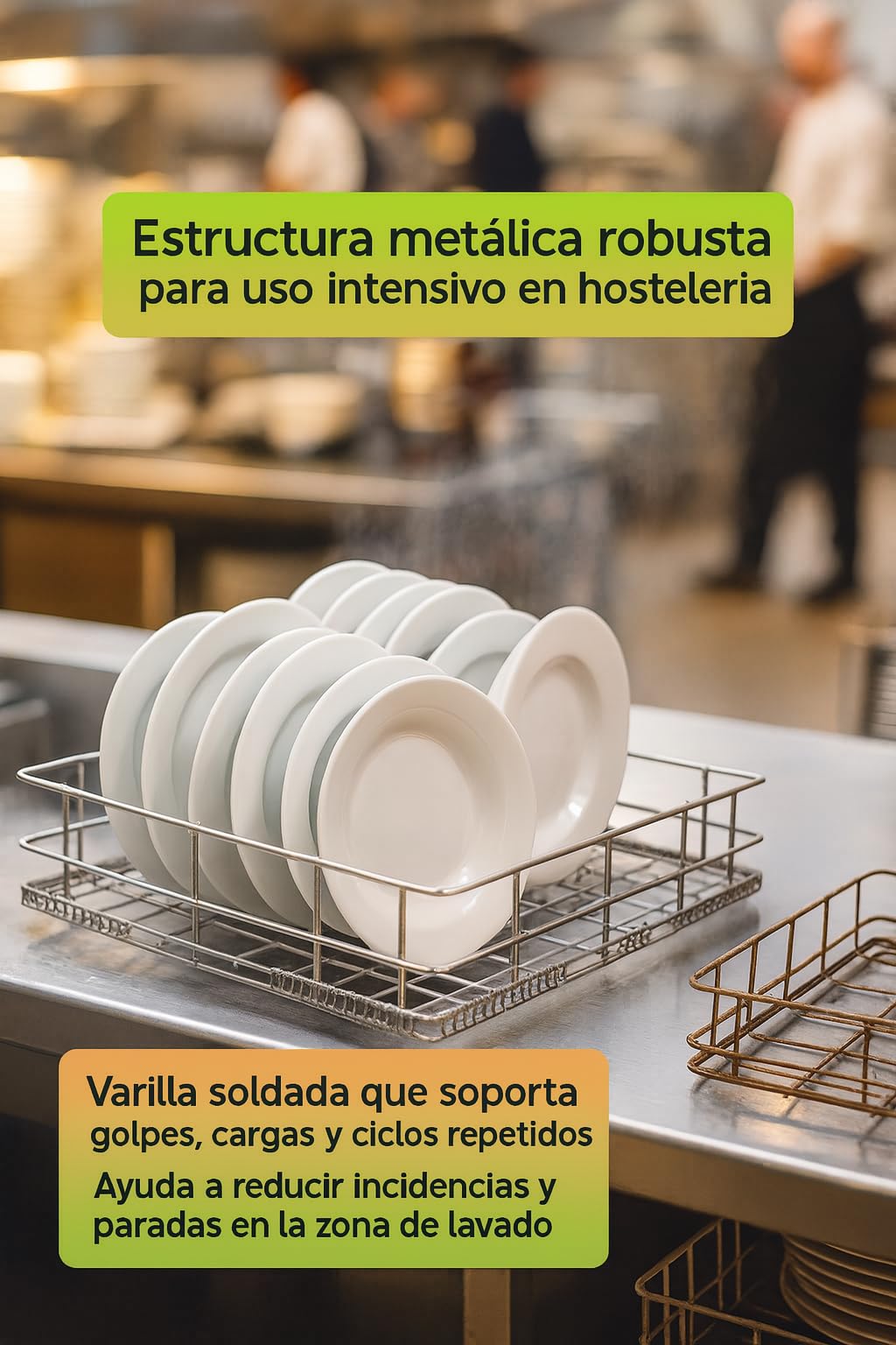 Cesta Platos 500x500x95 Metalica Rejilla Lavavajillas Industrial 50x50 Recambio Profesional Compatible con Jemi hasta 16 Platos Lavaplatos Cocina 3502041
