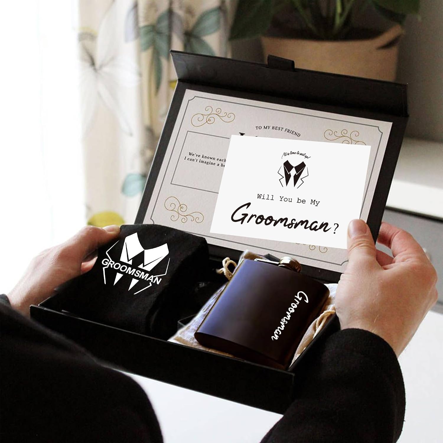 TEAM GROOM Groomsmen Gifts Hip Flasks for Liquor for Men 7 Pcs Grooomsmen proposal Bachelor Party Favors(WD-H)