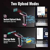 Vista 5 de Tera Escáner de Código de Barras Inalámbrico Versátil 2 en 1 (2.4GHz Inalámbrico+USB 2.0 Cableado) con Indicador de Nivel de Batería, Distancia