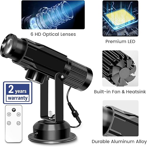 Miniatura 4 de Proyector GOBO con logotipo de 30 W, luz LED HD para negocios, sistema de refrigeración dual, proyector de luz de efecto DJ con lente de vidrio