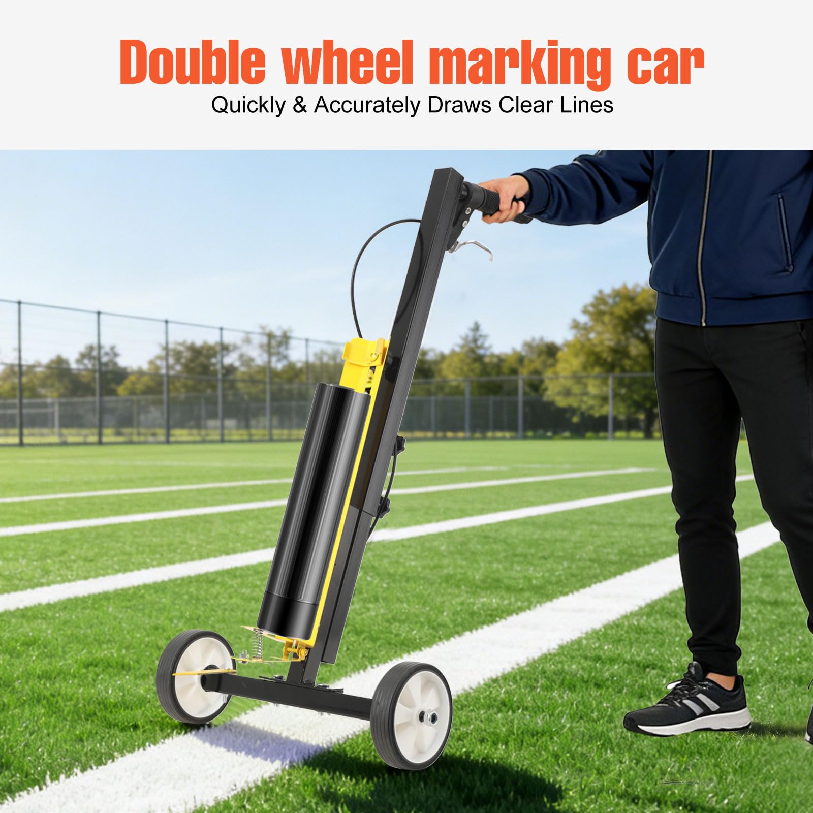 Applicatore di vernice spray per marcatura a 2 ruote per vernici per la marcatura della linea Vernice per erba, Pitch vernice, Linea Striping Line Marking Machine, Parcheggio Striping Machine,