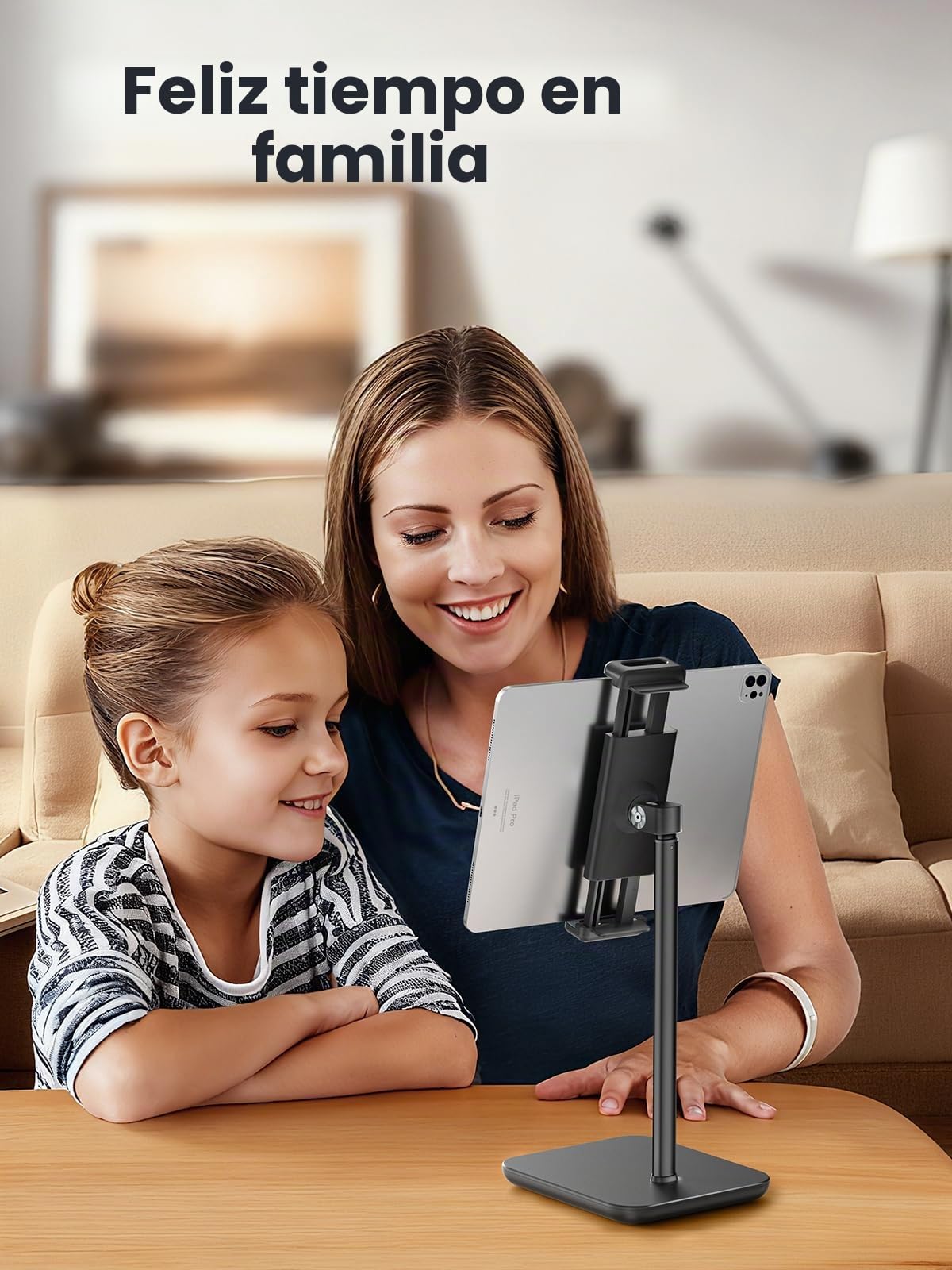 tounee Soporte para Tablet Ajustable, soporta 1,6 kg, Altura hasta 18'', Compatible con iPad Pro 12.9, Surface Pro y Dispositivos de 4,7 a 15,6 Pulgadas (iPad, iPhone, Kindle) -Negro