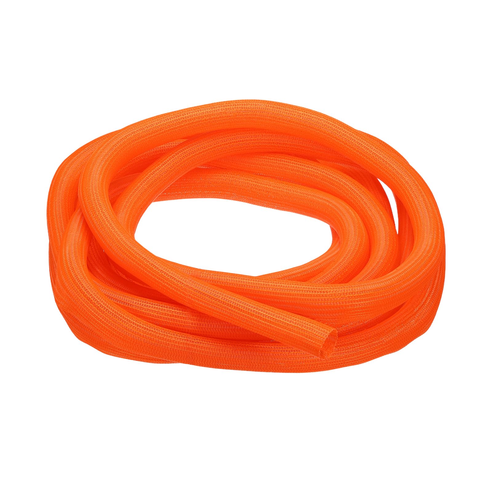 sourcing map Split Sleeve Wire Loom 1-1/8" 25Ft Orange Self Wrapping Braided Sleeve UL94-V2 Fireproof PET Sleeving for Automotive, Home Cable Management