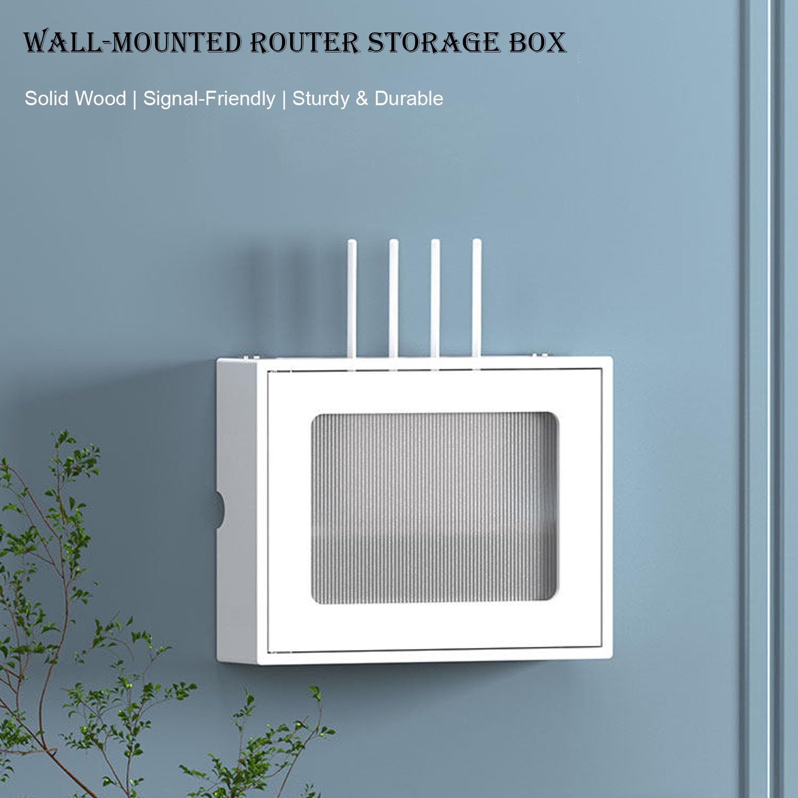 Wandmontierte WiFi-Aufbewahrungsbox, Router Ständer, Set Top Box, Steckdosenleistenschutz, Router Rack unter Kabel Versteckbox(Style 3,52.5x10x42.5cm)