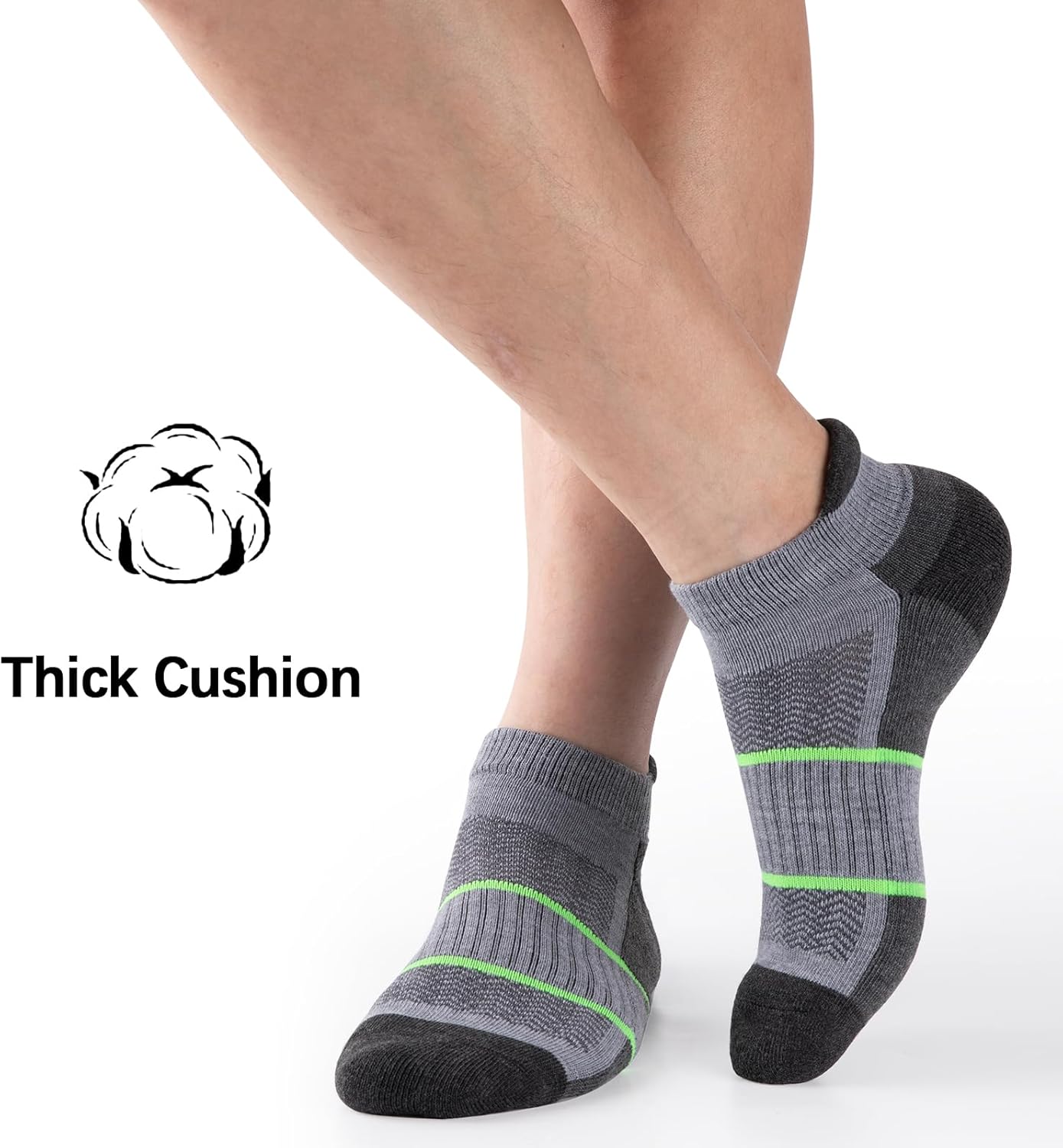 COOVAN Ankle Socks for Men 6 Pairs Athletic Low Cut Tab Running Breathable Cushiond Sock 6 Pack with Arch Support - Image 3