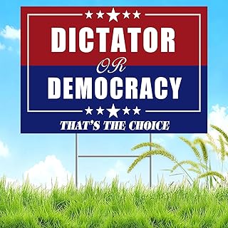 Anti Trump Signs - ”Dictator or Democracy“ 2025 Double Sided Hand Held & Yard Signs Double Sided Anti Trump Yard Signs
