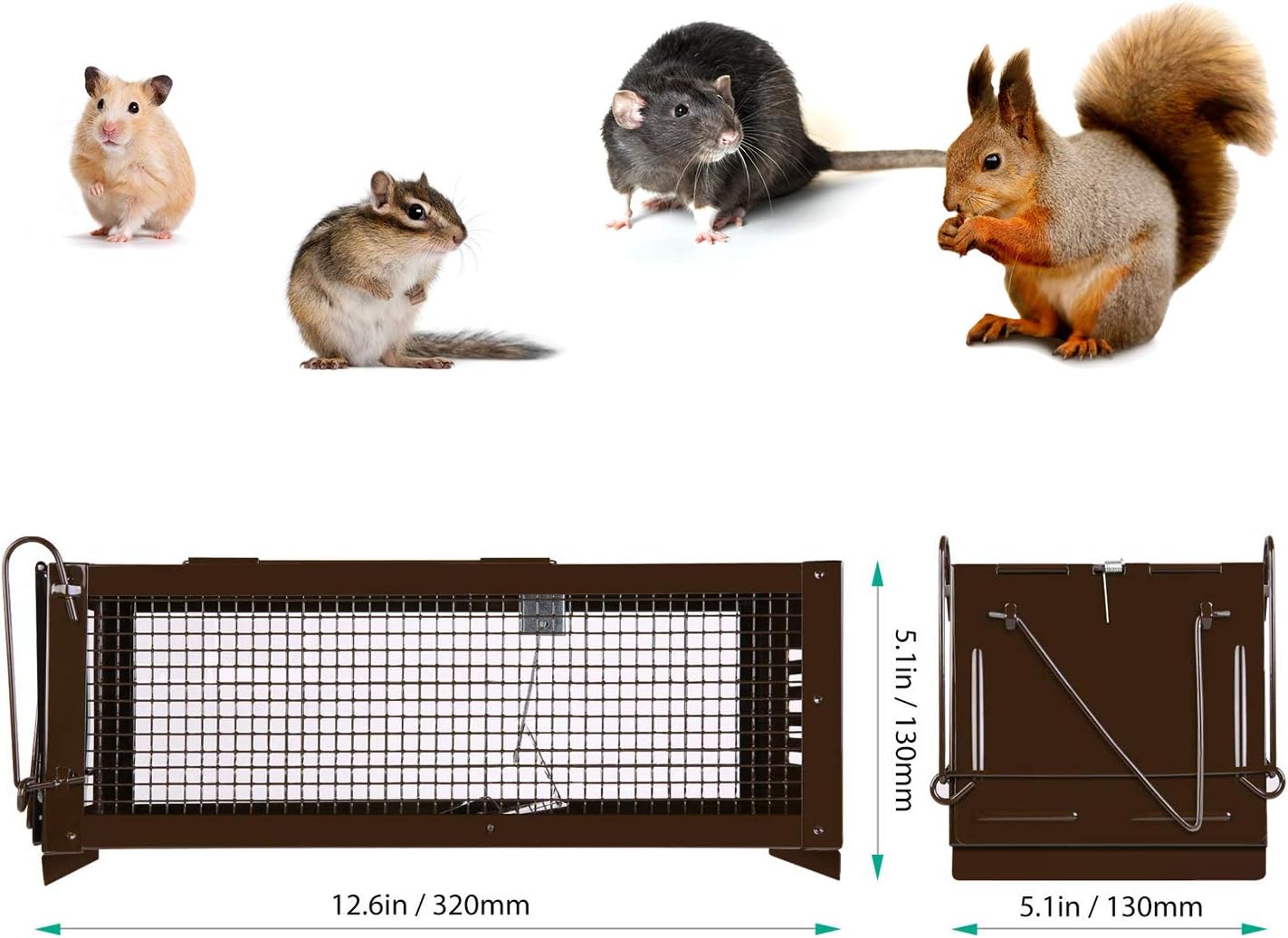 RatzFatz Mouse Trap Humane Live Cage, Catch and Release Mice, Rats, Chipmunks and Other Rodents, Sensitivity Adjustable, Pedal Design