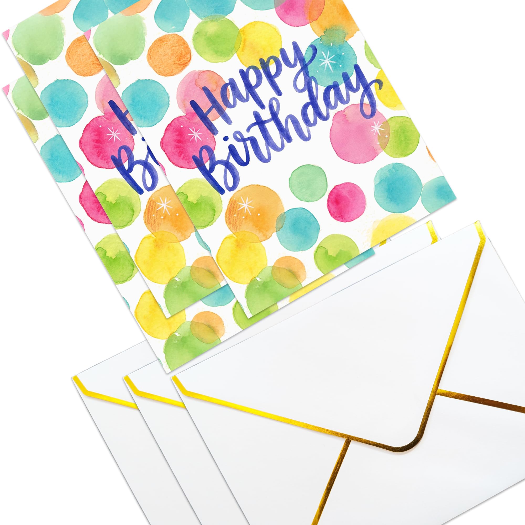 Set di 3 biglietti di compleanno premium - Design semplici e colorati con buste bianche dorate