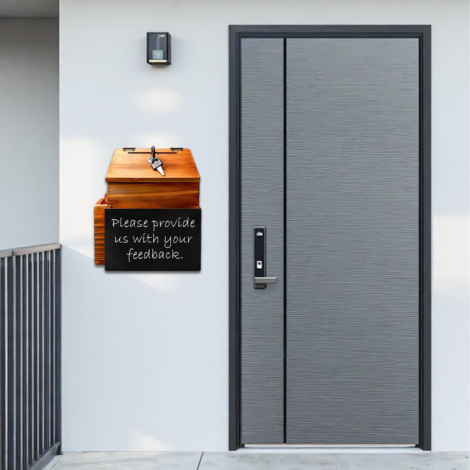 Holz Vorschlagsbox, 20.3*15*27cm Spendenbox Abschließbar m it 8-Farben-Tafelstift und nichtmagnetischem Tafelwischer, Briefkasten Holz für Schule, Büro, Krankenhaus, Vorschlag, Spende, Stimmzettel