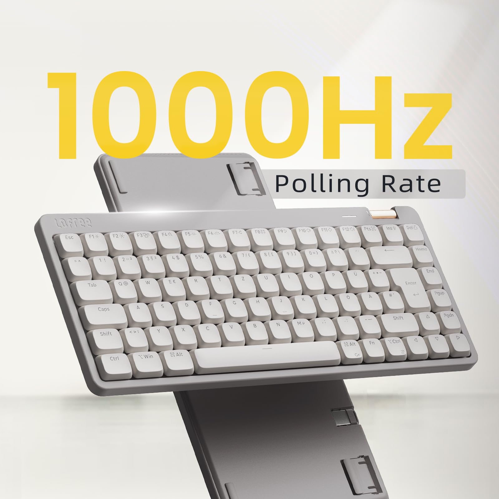 Flow Lite84 Tasten Low Profile Mechanische Tastatur (Deutsches Layout QWERTZ) - Kabellos Bluetooth/2.4G/Kabel, Swappable mit Specter Linearen Switches, Wiederaufladbar - Für Win&Mac (Marmor Grau)