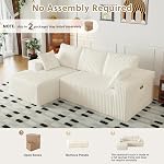 Cloud Coupes de section pour salon, Canapé convertible avec oreillers à lancer, Canape de section modulaire avec siège profond, pas d'assemblage requis, flexible (blanc, 94"+chaise face à gauche)
