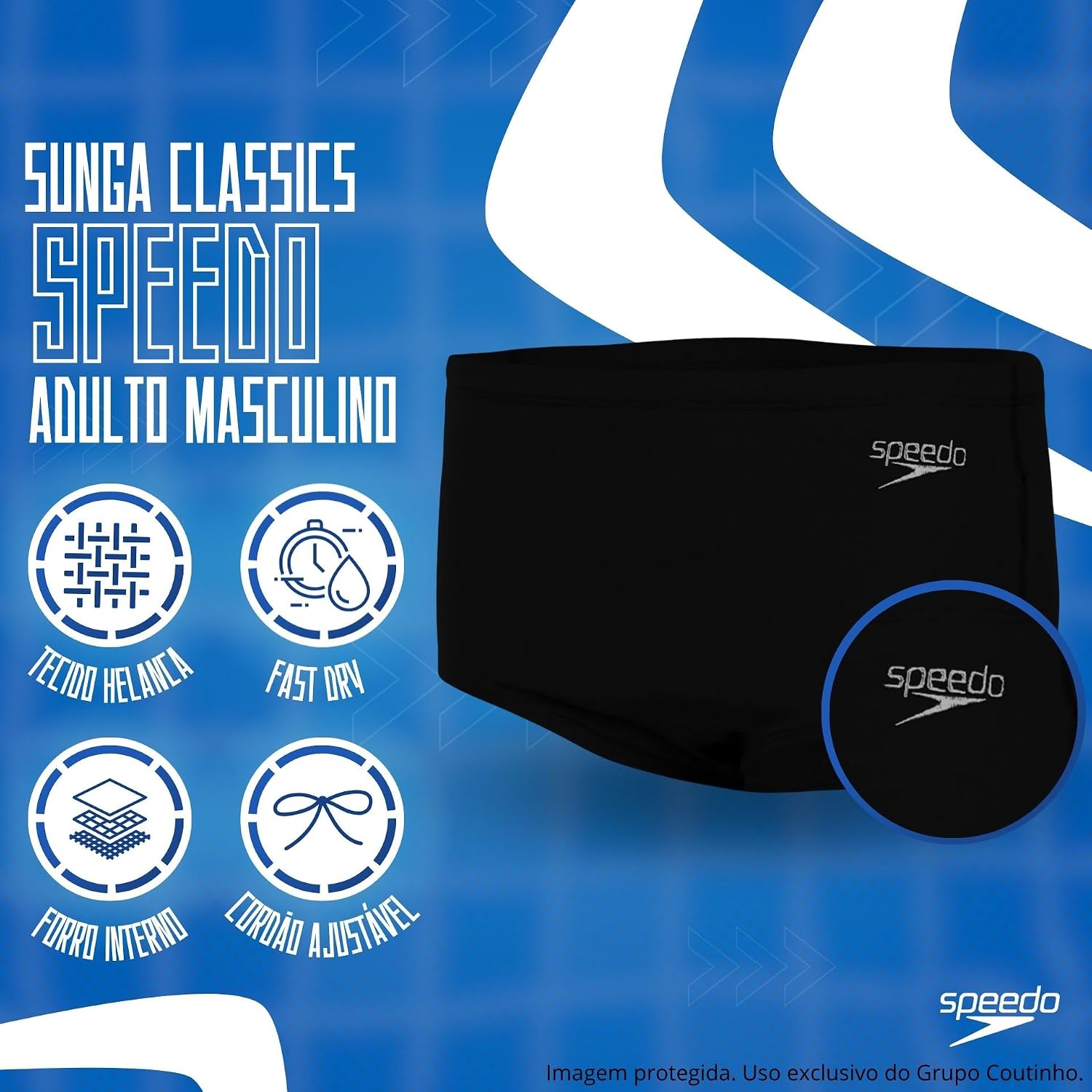 Sunga Tradicional Proteção Solar Speedo Masculina Adulto