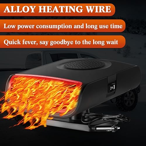 Miniatura 6 de Gisafai Paquete de 2 calentadores de coche portátiles de 150 W 2 en 1, descongelador, enchufe para cigarrillo, rotación de 180 grados, calefacción y