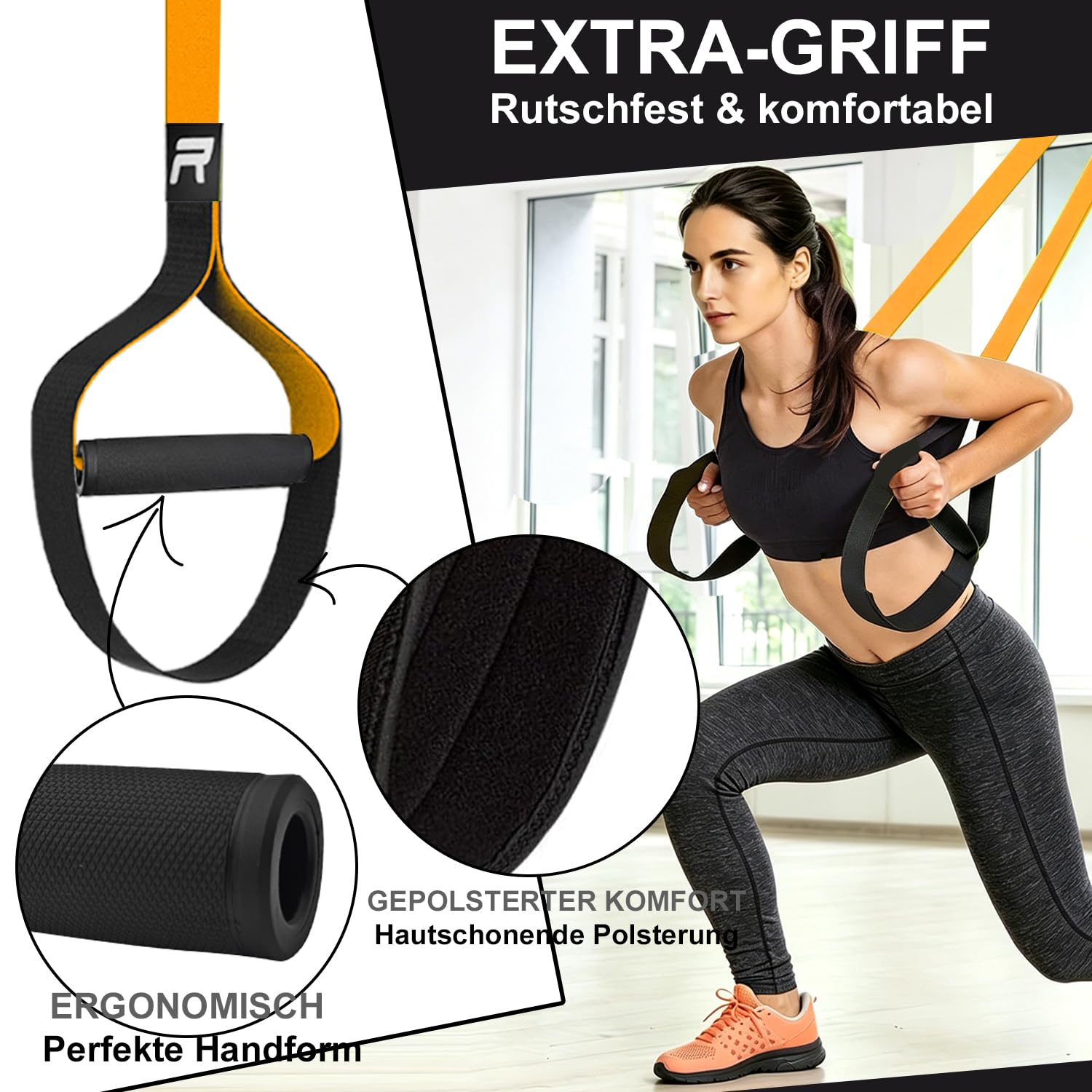 RHINOSPORT Sangles de Suspension Kit d'entraînement avec Crochet de Porte réglable Fitness à la Maison Convient pour Les déplacements