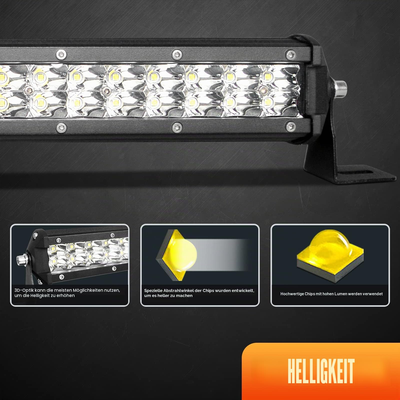 RIGIDON 15 Zoll 38cm 108W Spot led lichtleiste 4x4 mit 12V kabelbaum kit | 6000K weiß, wasserdichte, lightbar, offroad beleuchtung, zusatzscheinwerfer, arbeitsleuchte, für auto ATV KFZ LKW fahrzeuge
