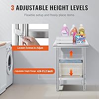 Vista 5 de Vevor Mesa de trabajo y preparación de cocina comercial de acero inoxidable de 24 x 24 x 32 pulgadas, mesa de trabajo de metal resistente con pies