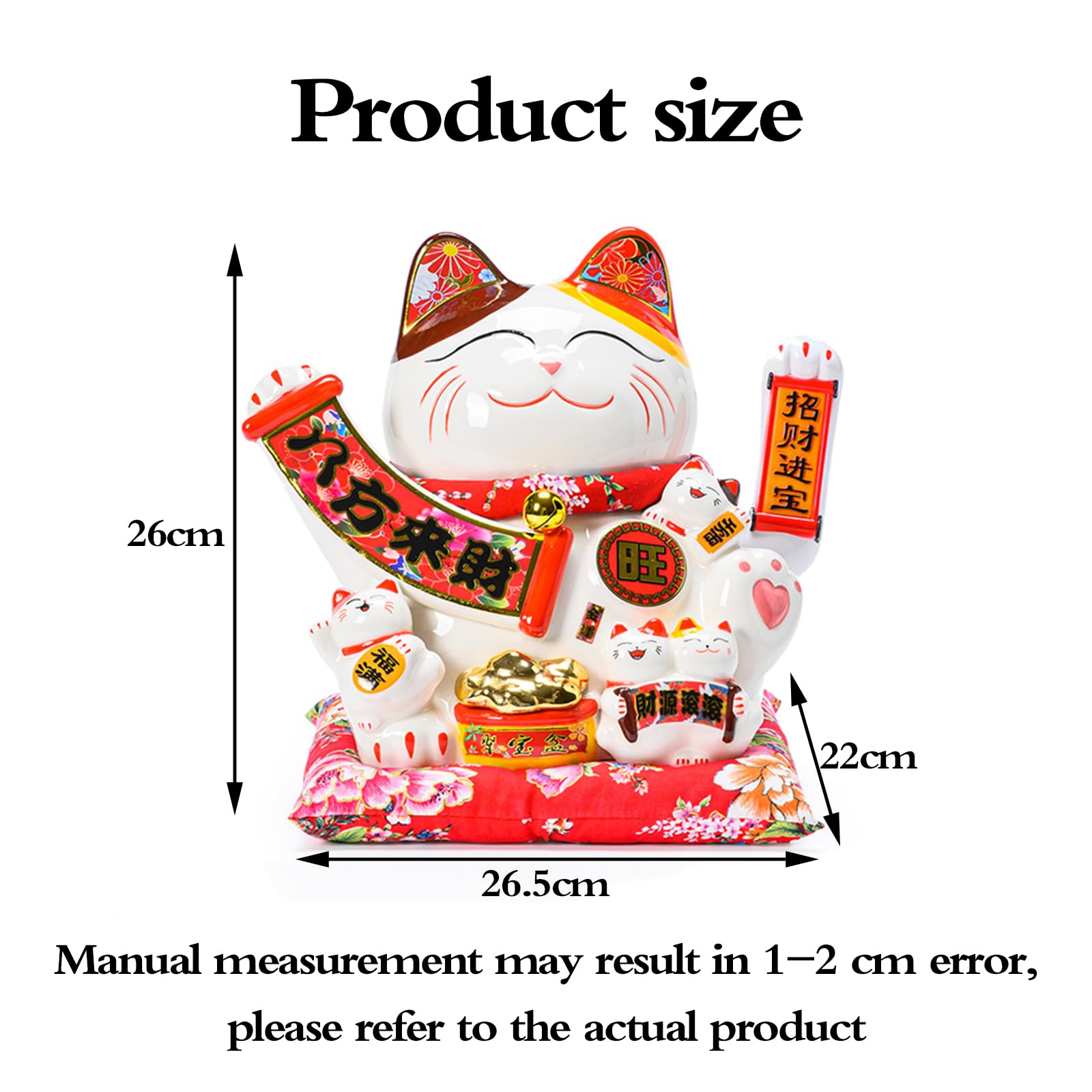 Gato De Suerte De CeráMica,Adorno De Gato De Bienvenida,Maneki Neko Gato Chino Suerte,Mano De Obra Exquisita,Adecuado para RecepcióN De Cocina,Restaurante