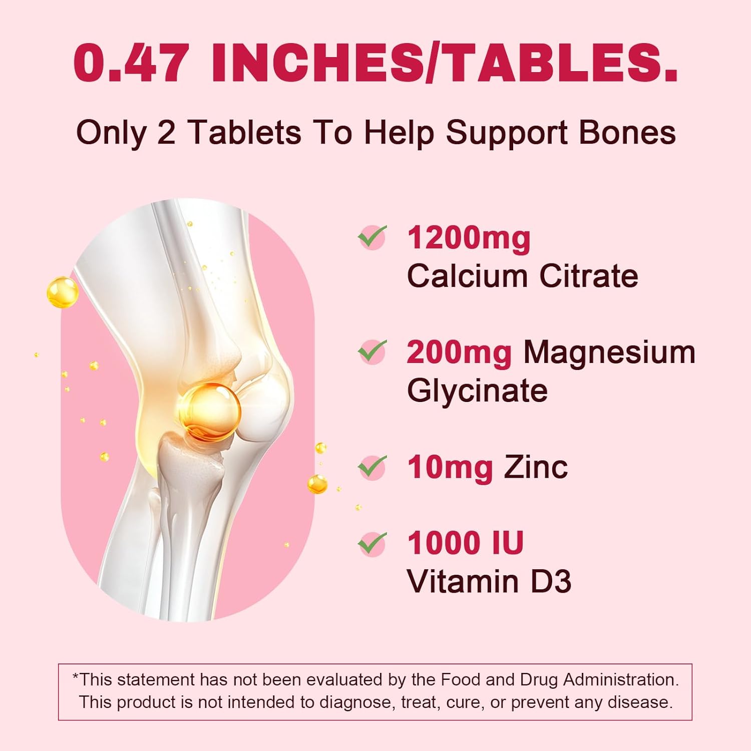 Calcium Citrate 1200 mg with Vitamin D3 Supplement for Women & Men, Calcium Magnesium Zinc D3 for Bone Muscle & Teeth Health - 120 Count - 60 Day Vegan Supply - Image 2