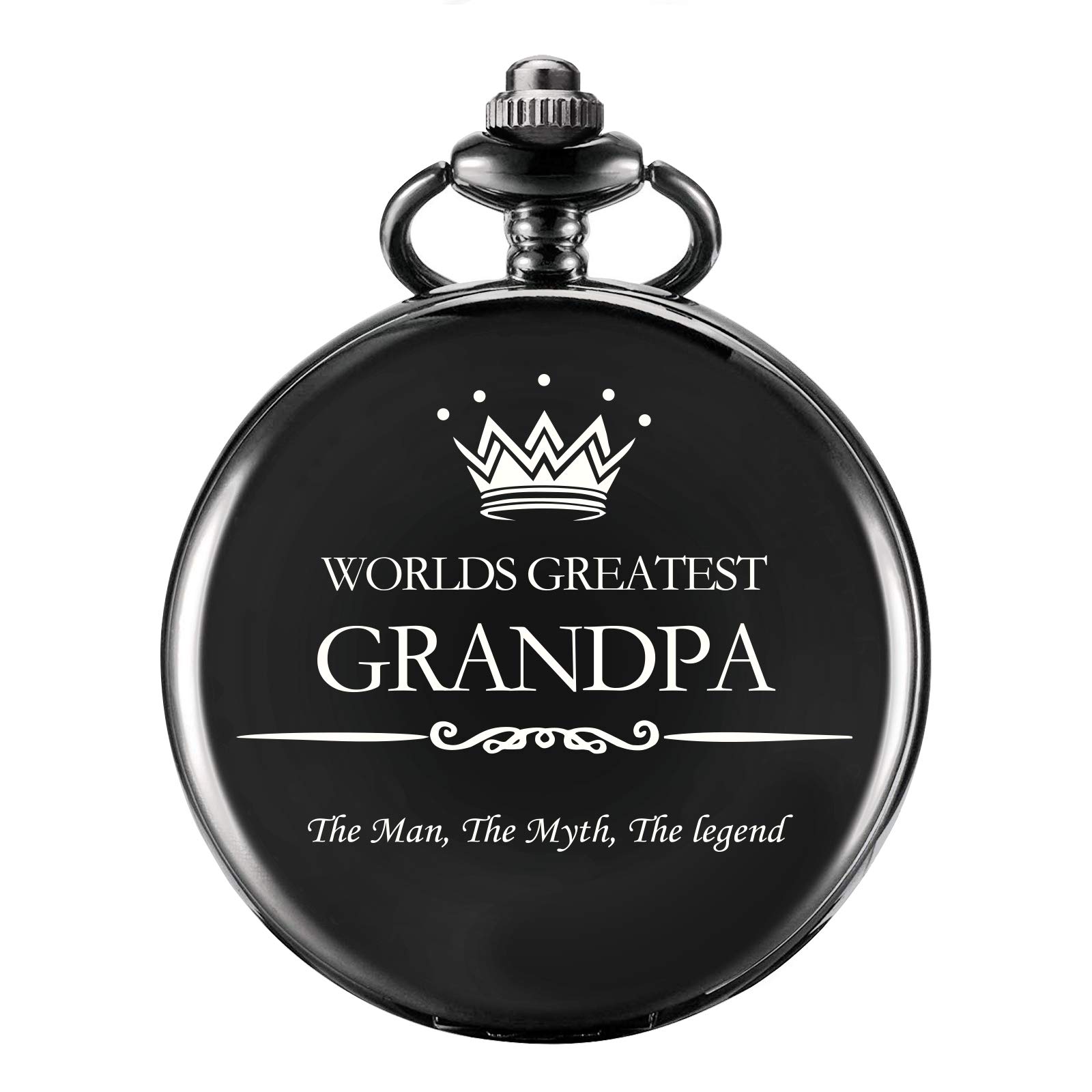 TREEWETO Pocket Watch for Grandpa Men Engraved Pocket Watches with Chain Box for Birthday Father's Day Christmas