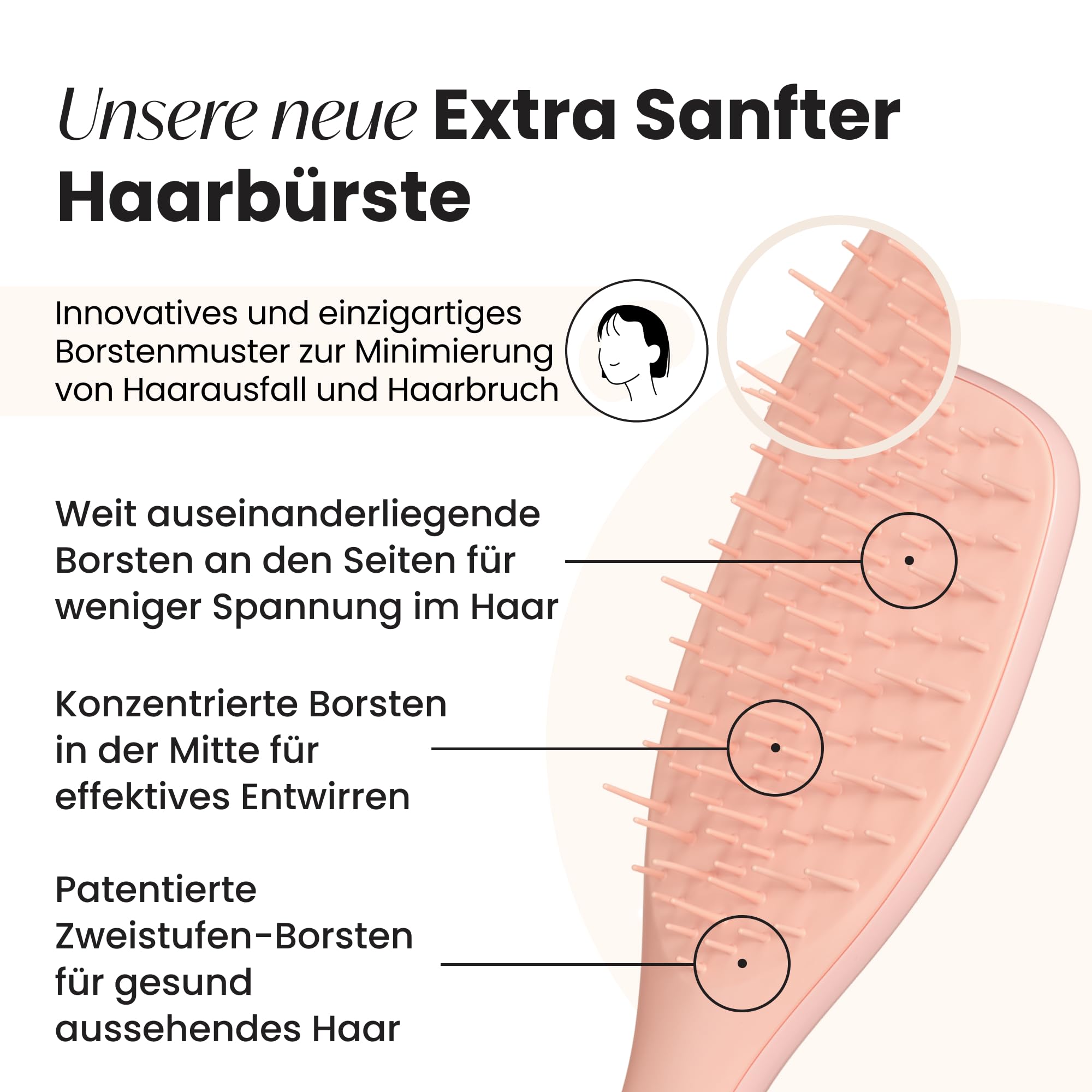 Tangle Teezer Ultimate Detangler Haarbürste für Nasses & Trockenes Haar – Besonders sanft - Weit Abstehende Borsten für Sanftes & Effektives Entwirren – Weniger Haarausfall & Haarbruch – Safran